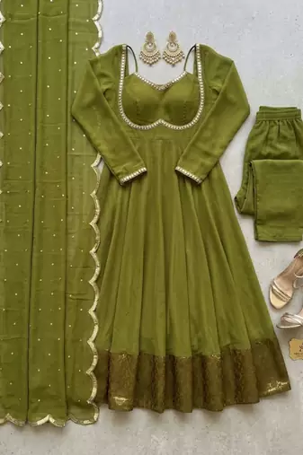 Olive anarkali set