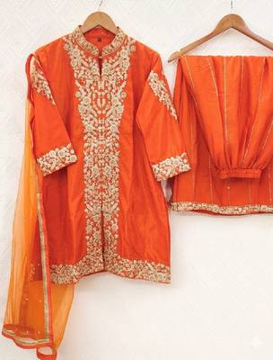 Womens silk with heavy embroiedery with sequence work kurta set 3