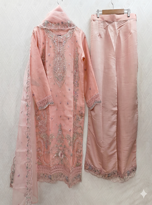Womens silk with heavy embroiedery with sequence work kurta set 3