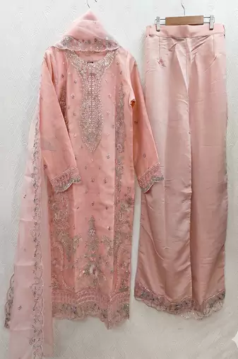 Womens silk with heavy embroiedery with sequence work kurta set
