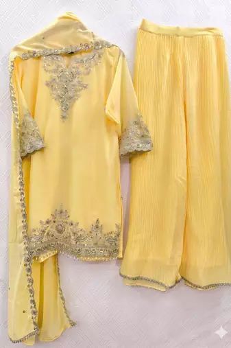 Womens new georgette silk with heavy embroiedery with sequence work kurta set