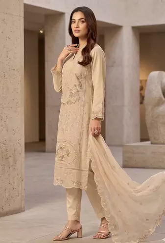 Womens silk with heavy embroiedery with sequence work kurta set