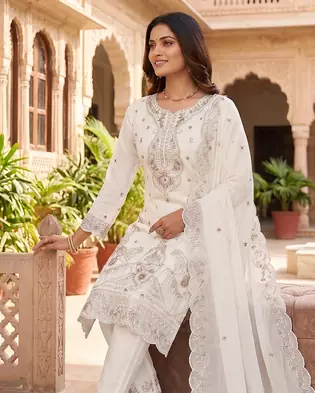 Womens silk with heavy embroiedery with sequence work kurta set