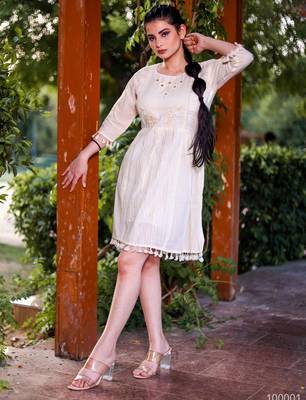 Hand work khadi cotton dress 1