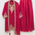 Womens new stylish silk embroidered sharara suit with golden zari work and lace border dupatta