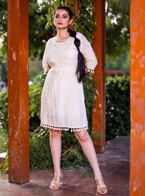 Hand work khadi cotton dress 2