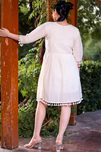 Hand work khadi cotton dress