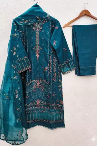 Womens new net with heavy embroiedery with sequence work kurta set