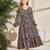 Dark green floral print cotton fabric tiered maxi casual girls dress