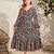 Dark green floral print cotton fabric tiered maxi casual girls dress