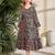 Dark green floral print cotton fabric tiered maxi casual girls dress