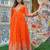 Orange Color Thread With Sequence Work Georgette Gown Bottom Set