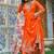 Orange Color Thread With Sequence Work Georgette Gown Bottom Set