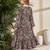 Dark green floral print cotton fabric tiered maxi casual girls dress