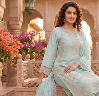 Womens silk with heavy embroiedery with sequence work kurta set