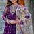 Purple Color Thread With Sequence Work Georgette Gown Bottom Set