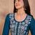 Womens blue viscose rayon emboidered kurti
