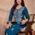 Womens blue viscose rayon emboidered kurti