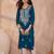 Womens blue viscose rayon emboidered kurti