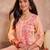 Womens peach viscose rayon emboidered kurti