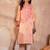 Womens peach viscose rayon emboidered kurti