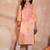 Womens peach viscose rayon emboidered kurti
