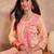 Womens peach viscose rayon emboidered kurti