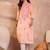 Womens peach viscose rayon emboidered kurti