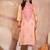 Womens peach viscose rayon emboidered kurti