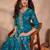 Womens silk blend ethnic motifs printed blue kurta and trousers with dupatta