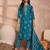 Womens silk blend ethnic motifs printed blue kurta and trousers with dupatta