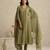 Olive green handloom mul chanderi kurta set