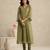 Olive green handloom mul chanderi kurta set