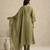 Olive green handloom mul chanderi kurta set