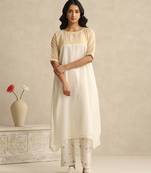 Off white handloom mul chanderi kurta set