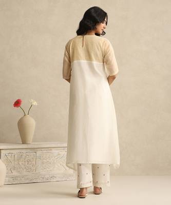 Off white handloom mul chanderi kurta set 4