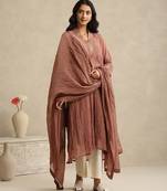 Dusty rose handloom mul chanderi kurta set