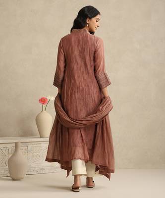 Dusty rose handloom mul chanderi kurta set 4