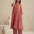 Old rose handloom mul chanderi kurta set