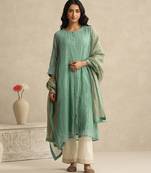 Light blue handloom mul chanderi kurta set