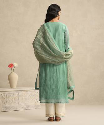 Light blue handloom mul chanderi kurta set 4