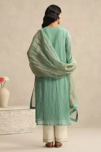 Light blue handloom mul chanderi kurta set