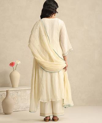 Ivory handloom mul chanderi kurta set 4