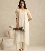 Off white handloom mul chanderi kurta set