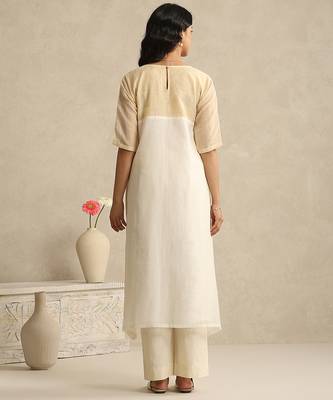 Off white handloom mul chanderi kurta set 4