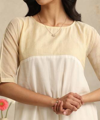 Off white handloom mul chanderi kurta set 5