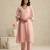 Baby pink handloom mul chanderi kurta set