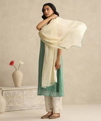 Sea green handloom mul chanderi kurta set 2