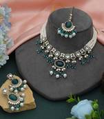 Rama green color choker kundan necklace set