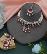 Rani color choker kundan necklace set
